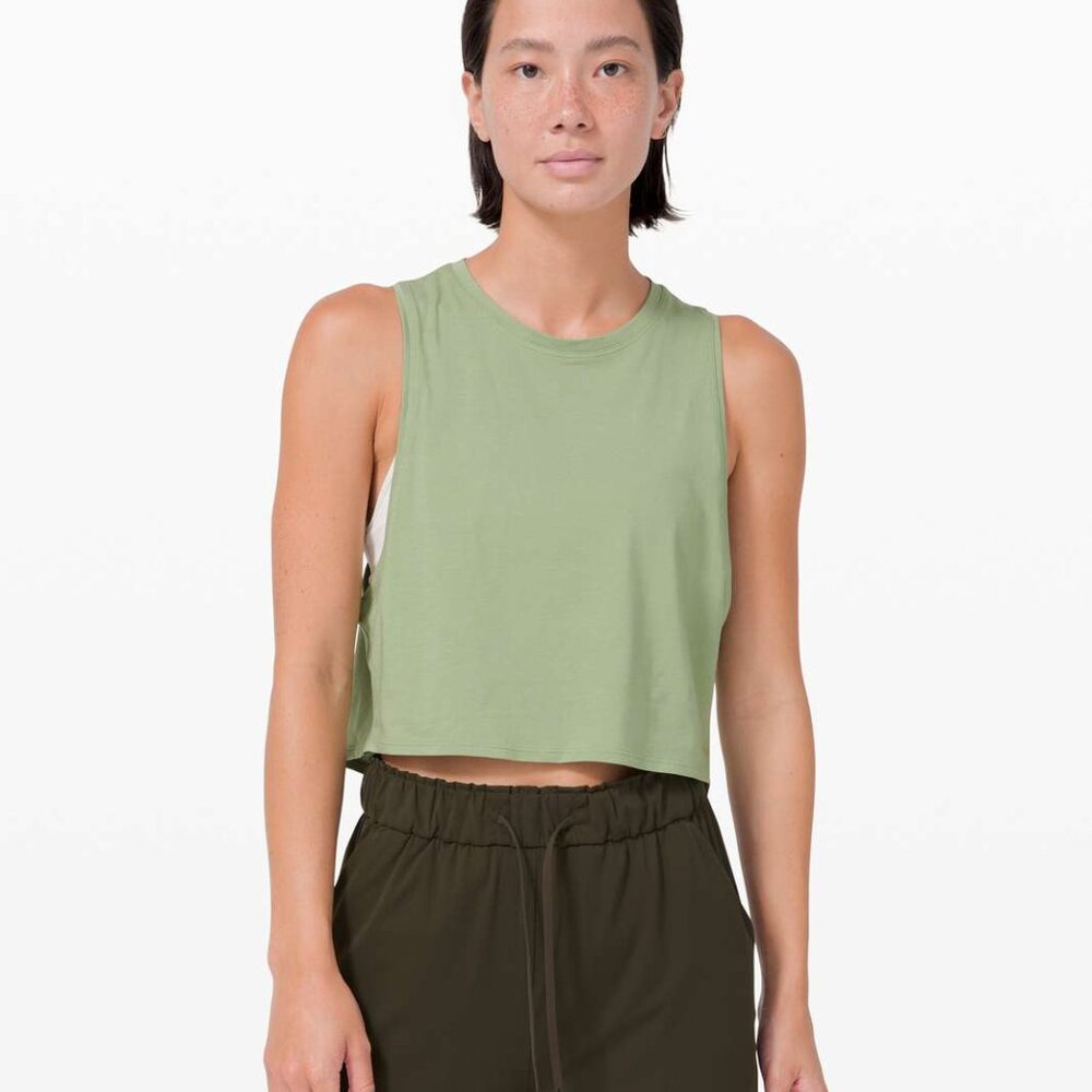 Lululemon Cut Back Crop Tank Top Vista Green